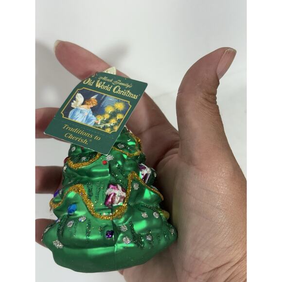 Old World Christmas Traditional Decorated Christmas Tree Glitter Glass Ornament - Picture 3 of 4